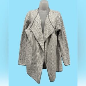 Vince Camuto Herringbone Open-Front Cardigan - Size L - 100% Cotton